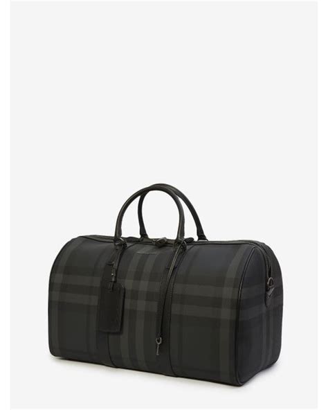 Embossed Check Duffle Bag in Black 